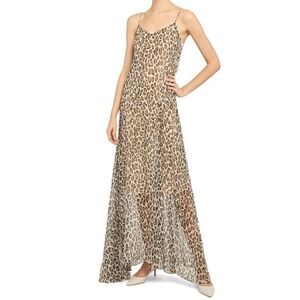 Theory Silk Leopard Print Maxi Dress In Ivory Multi 2
